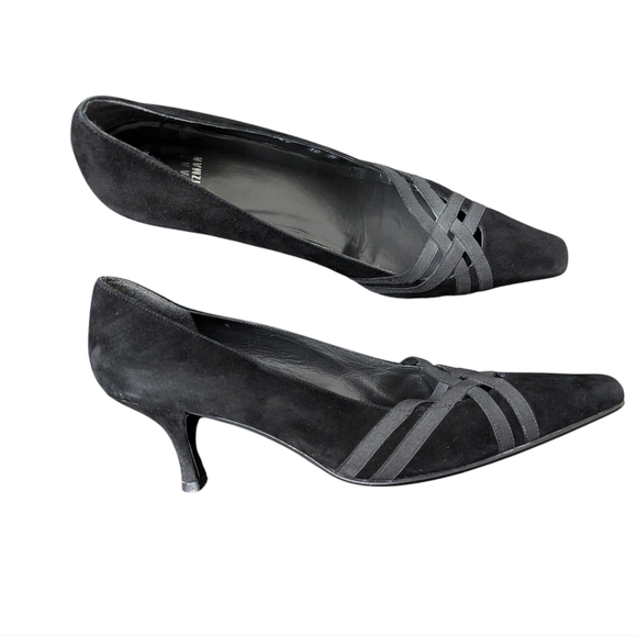 Vintage Stuart Weitzman Black Suede Kitten Heel Pumps Women’s Size 10M - Picture 1 of 9